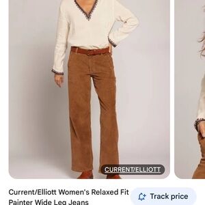 Current/Elliott Women's Caramel Painter Wide Leg Jeans